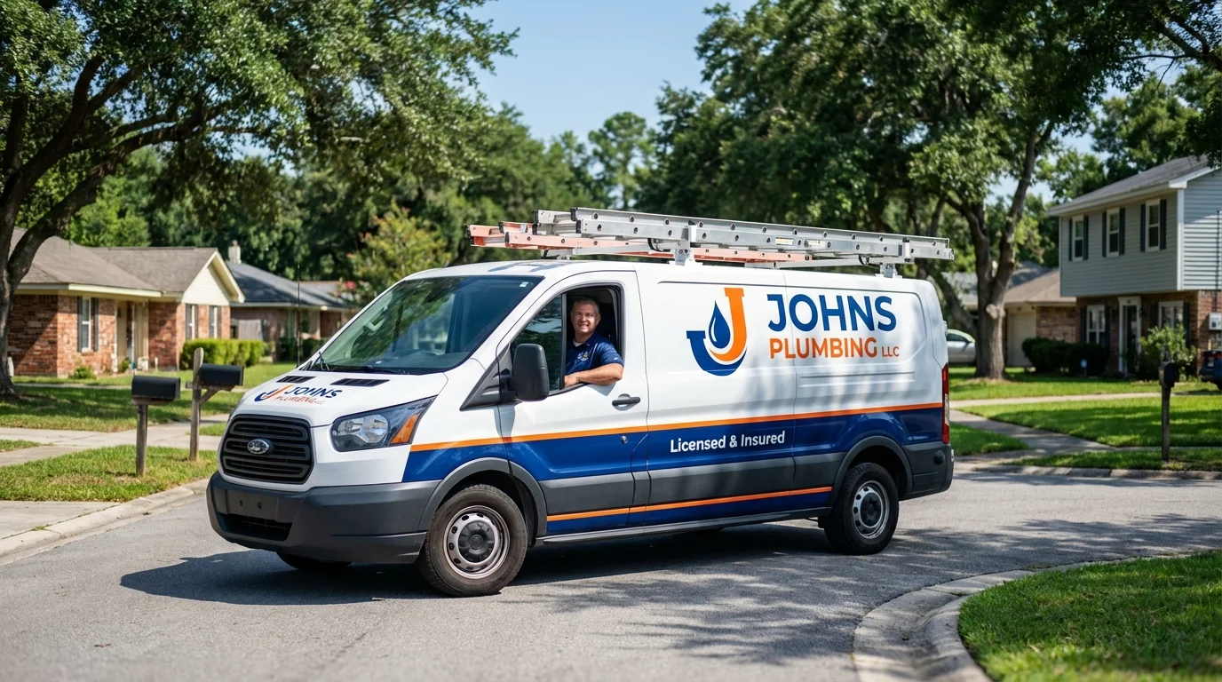 Johns Plumbing LLC service van in Denmark, WI