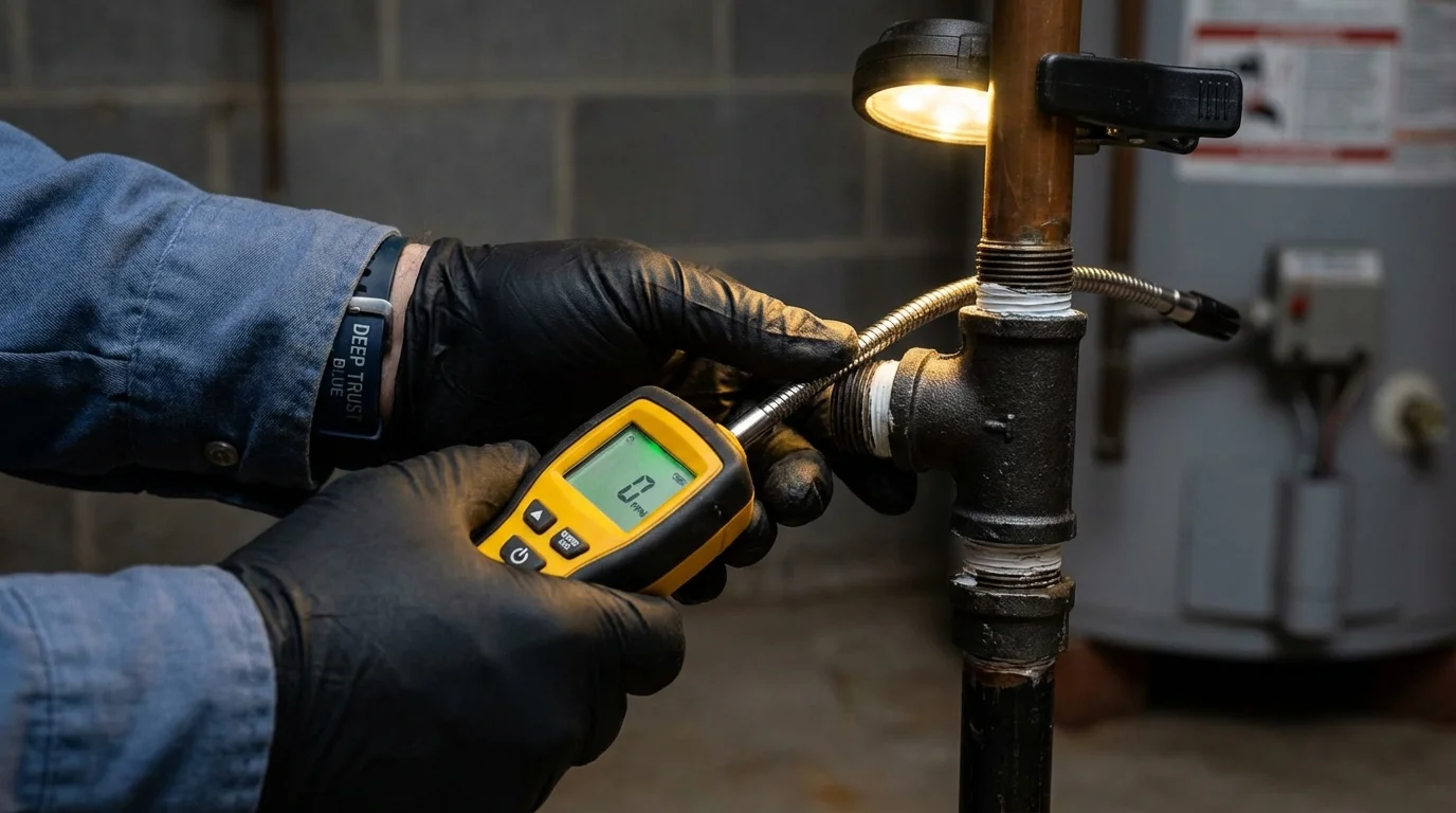 Gas leak detection with electronic sniffer by Johns Plumbing LLC in Denmark
